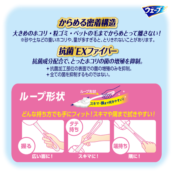 LOHACO - ウェーブ ハンディワイパー 本体+取り替えシート1枚 ホワイト